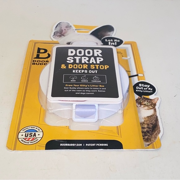 Door Buddy Door Strap & Door Stop Keeps Out Dogs Babies Toddlers From Litter Box - Picture 6 of 9